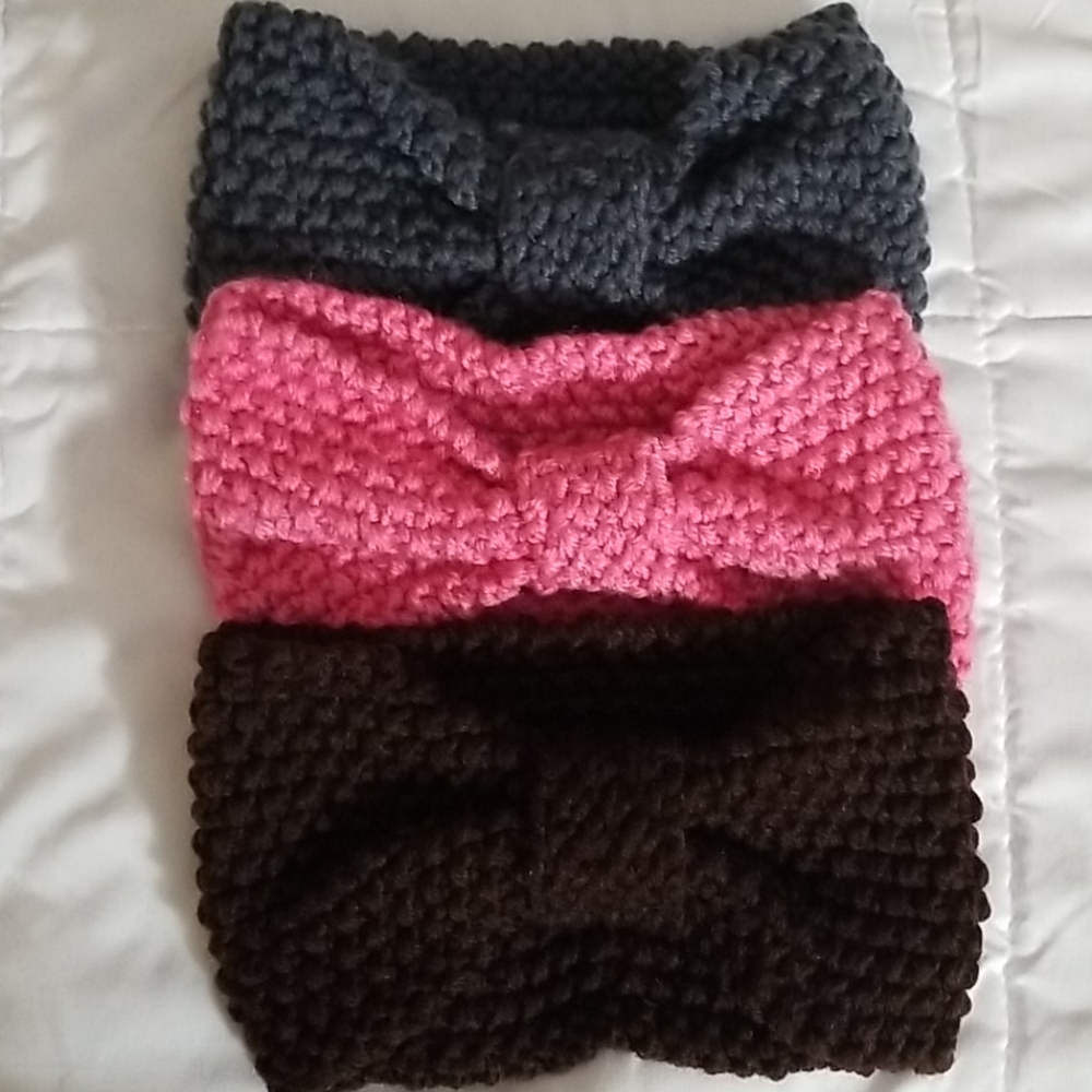 Wide Bow Crochet Knit Hair Headband Set